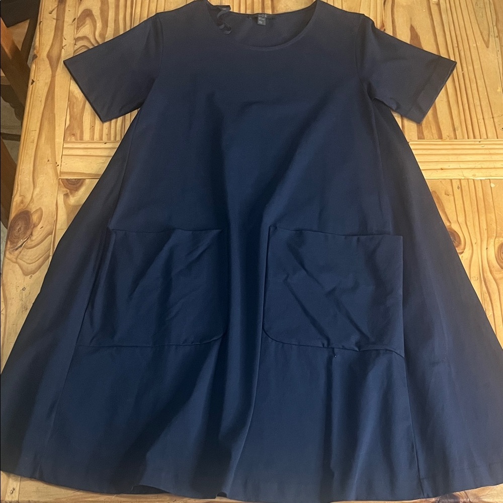 COS Jersey A-line Mini Dress Relax Fit Blue Marine - Picture 2 of 9